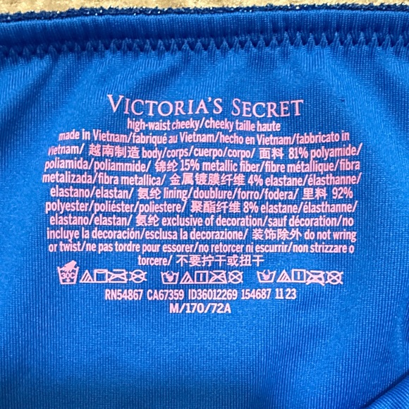 Victoria's Secret Shimmering Navy with Bright Blue High-Cut Bikini Bottom - Picture 3 of 4